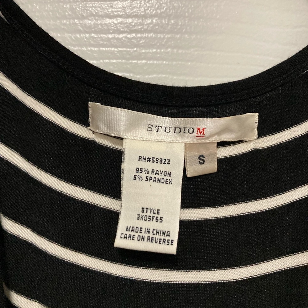 Studio M Black and White Striped Sleeveless Maxi Dress #W - Picture 4 of 7